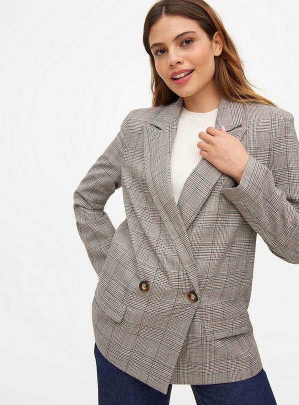 Grey check blazer womens hotsell